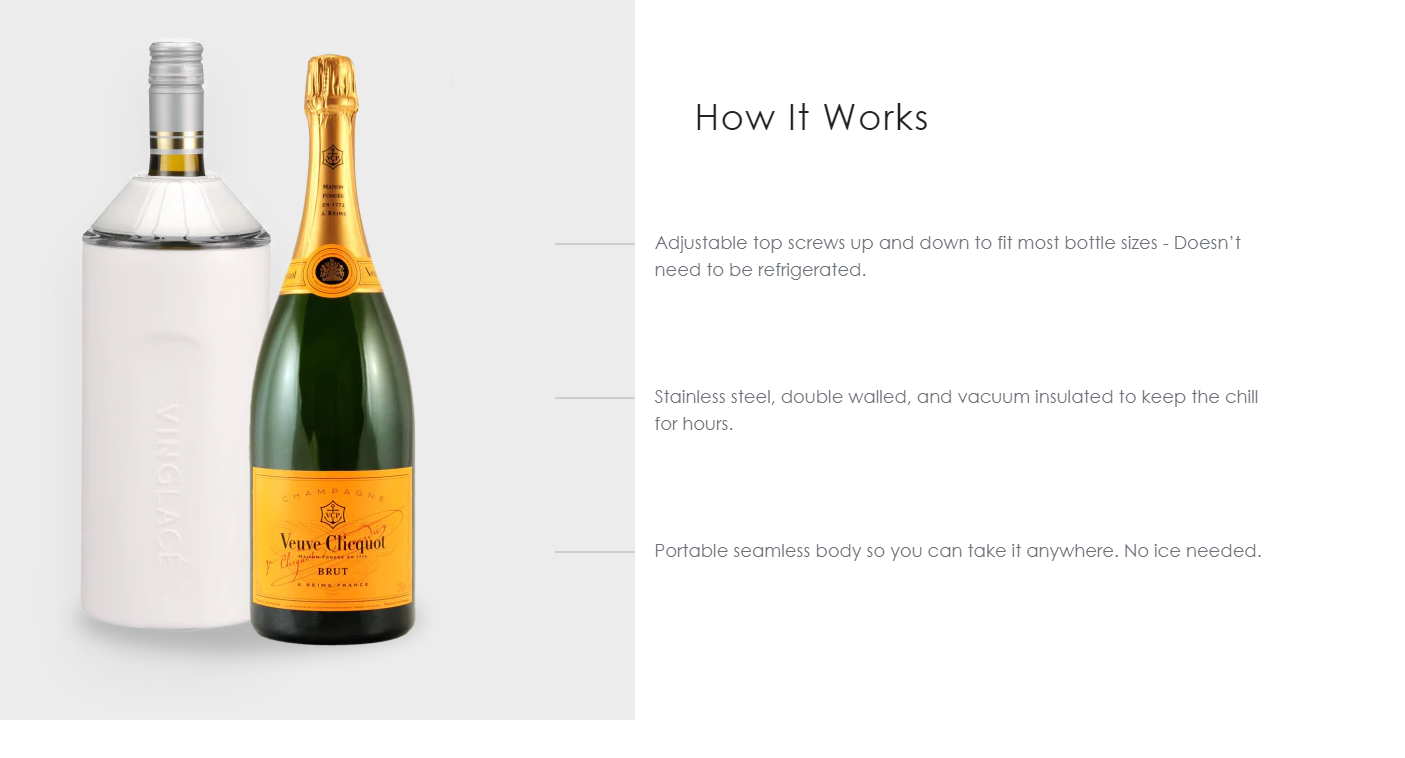 VG Wine and Champagne Chiller with 2 glasses